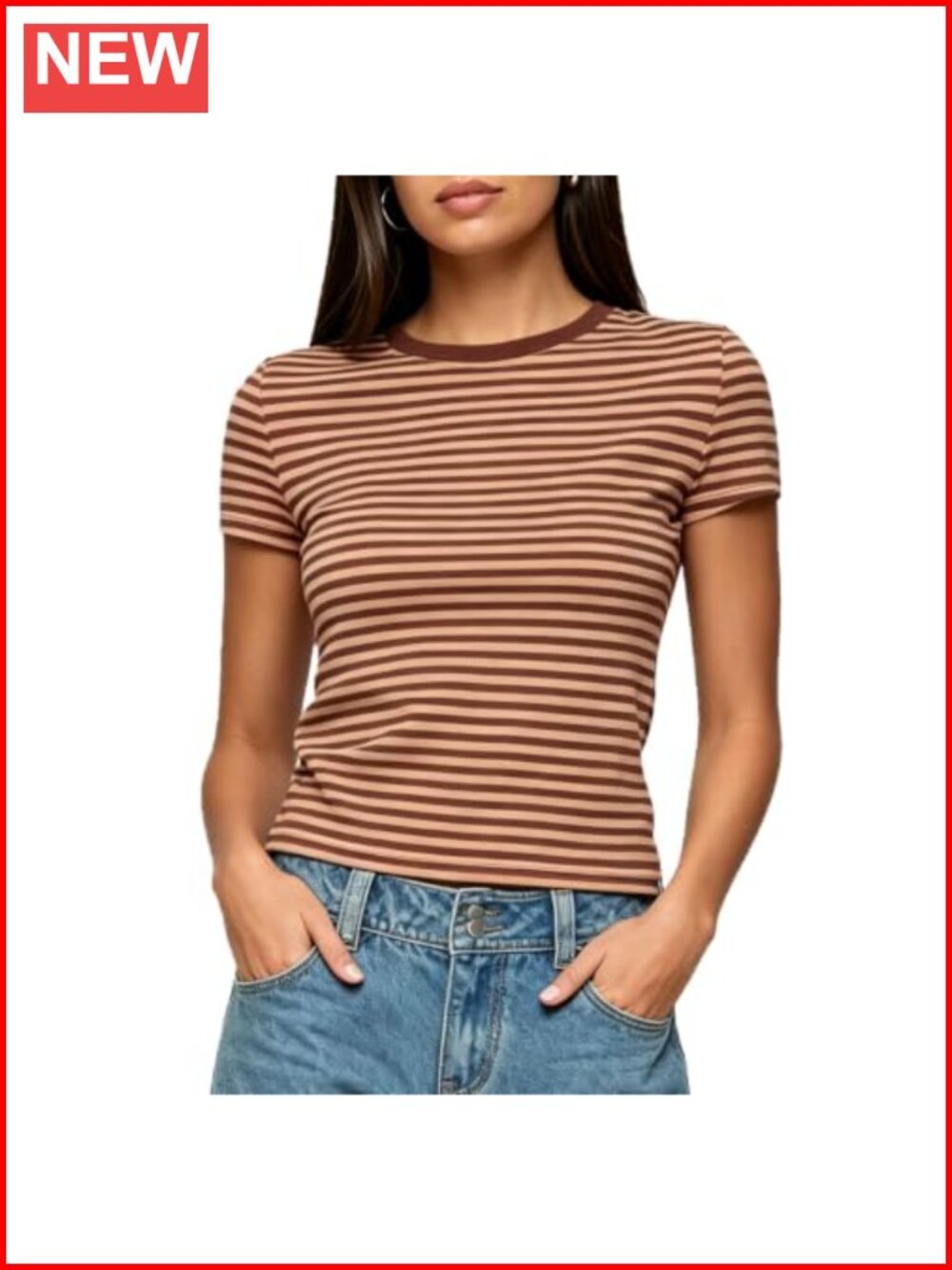 Women's Y2k Crop Top Fitted Short Sleeve Polka Dot Crewneck 90s